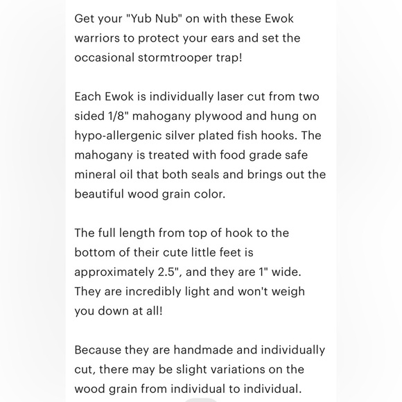 Mahogany Ewok Ornaments with Silver Hooks - Picture 6 of 6